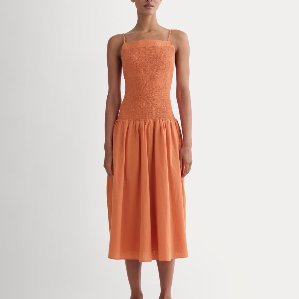 NEW! Everlane Women’s XXS The Gauze Open Back 100% Cotton Soft Orange Dress